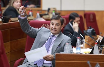 Silvio Beto Ovelar, durante la sesión en la que se aprobó una reforma a la ley de jubilaciones públicas