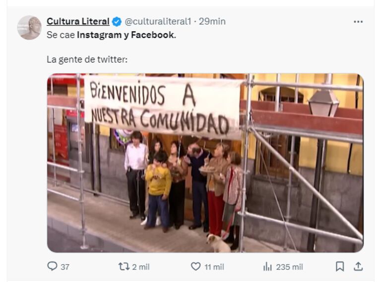 Usuarios de X usan el humor para graficar la caída de Facebook e Instagram.