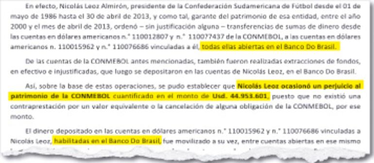 Relato del mamotreto firmado por los fiscales en el cual está el supuesto daño de US$ 44,9 millones.