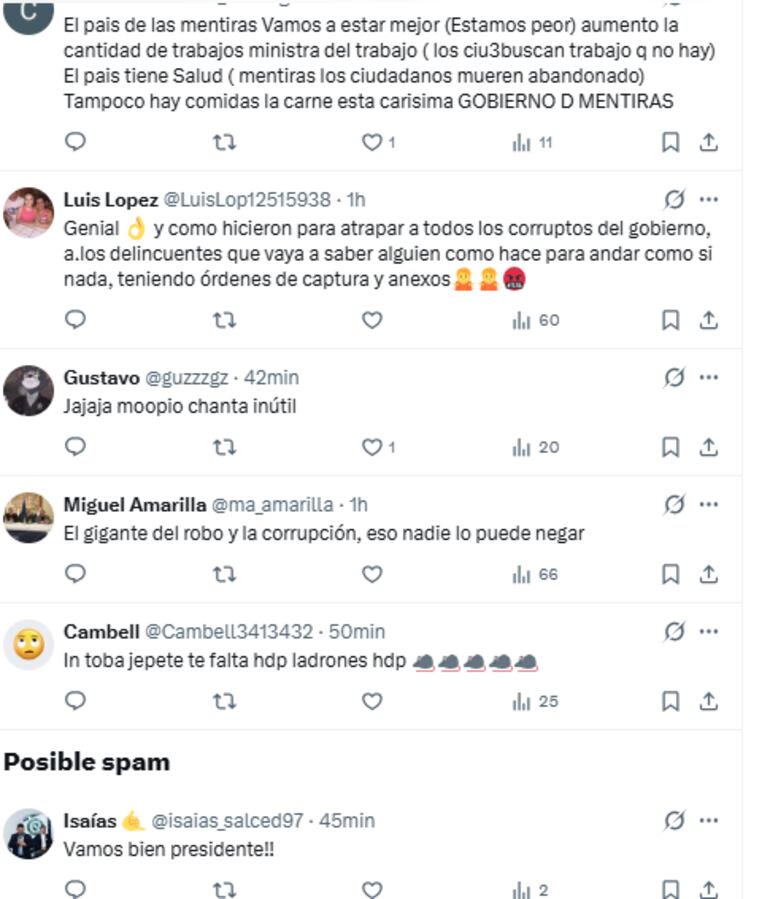 Comentarios de la ciudadanía al posteo de Santiago Peña tras recibir un premio por sus reformas gubernamentales.