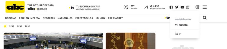 Opción del menú para acceder a mi cuenta en ABC Color