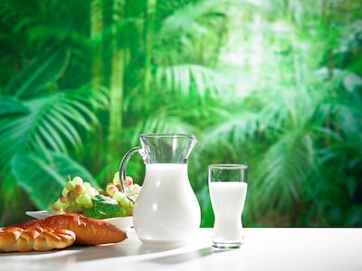 Leche, uvas y panificados.
