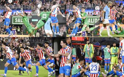 En dos ángulos el cabezazo de Matías Galarza en las narices del arquero uruguayo en el primer gol paraguayo cuya celebración se ve en la secuencia sobre esta línea. La Albirroja camina hacia el norte.