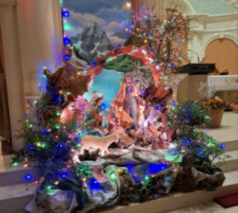 Pesebre en la parroquia Inmaculado Corazón de María, en Taiwán, donde es cura párroco el sacerdote paraguayo Carlos César López.