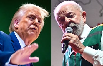 Eel presidente de Estados Unidos, Donald Trump (i), y el presidente de Brasil, Luiz Inácio Lula da Silva (d). Alianza Brasil-EE.UU. contra el crimen transnacional y el tráfico de armas pone el foco en la Triple Frontera. (archivo)