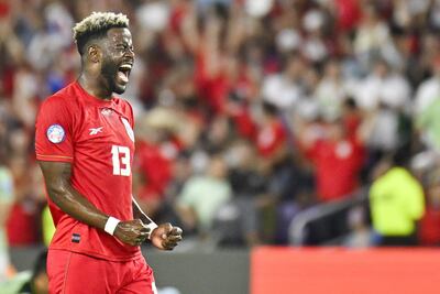 Freddy Góndola, jugador de Panamá, celebra la victoria sobre Bolivia por la tercera fecha del Grupo C de la Copa América 2024 en Orlando, Florida,