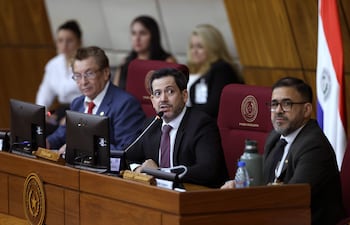El presidente de la Cámara de Diputados, Raúl Latorre, en la sesión de la Cámara Baja hoy cuando se trató la reforma de la caja fiscal.