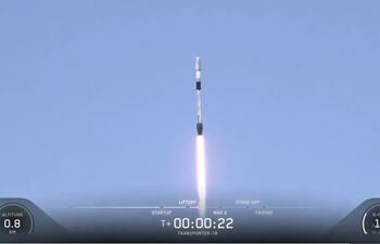 Captura de pantalla de la transmisión del lanzamiento de GuaraniSAT-2.