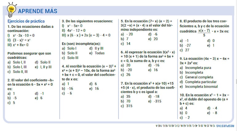 Ecuaciones cuadráticas