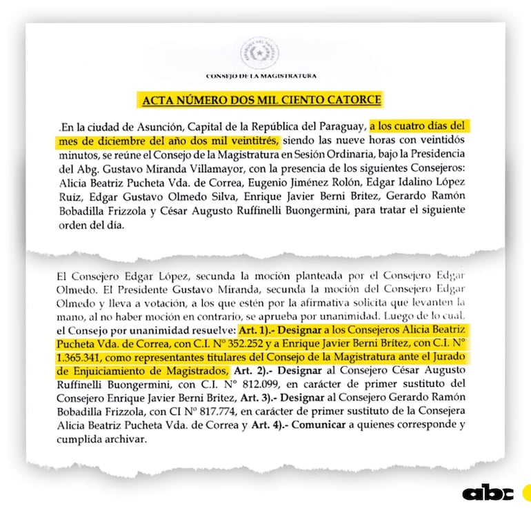 El Consejo de la Magistratura se reunió el 4 de diciembre de 2022 en Asunción para discutir decisiones administrativas.