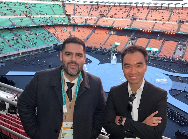 Jorge Chipi Vera y Dani Chung en el mítico San Siro. (Instagram/Jorge Vera)