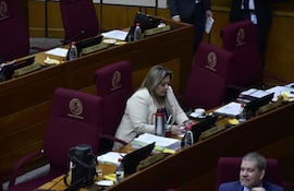La senadora Zenaida Delgado (ANR, HC), en la sala de sesiones del Senado.