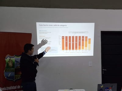 Eduardo Doce presenta gráficos sobre cambios significativos en los pronósticos climáticos.