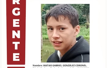 Matías Gabriel González Coronel, 13 años, uno de los que está siendo buscado por las autoridades.