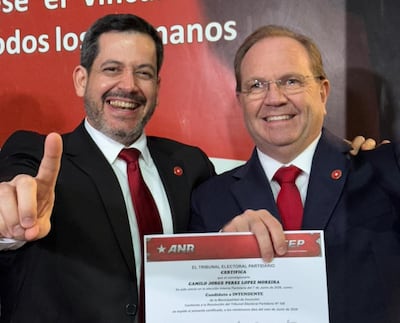 Raúl Latorre, presidente de la Cámara de Diputados, y Camilo Pérez, candidato colorado a la intendencia de Asunción.