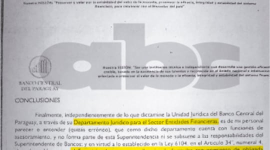 La última página del memorándum del 10 de julio de 2026, en la cual se detallan las faltas graves de Ueno Bank.