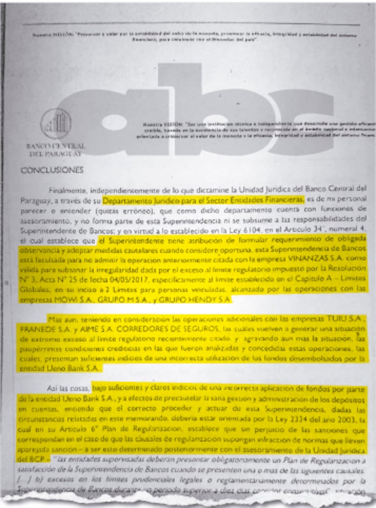 Informe secreto del BCP revela excesos y faltas en Ueno Bank Informe secreto del BCP revela excesos y faltas en Ueno Bank