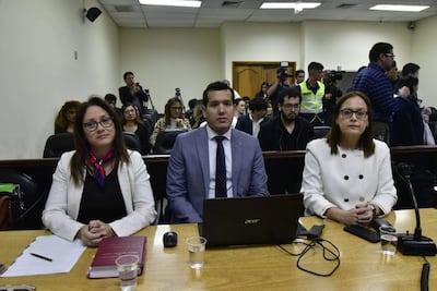 Fiscalía representada por Patricia Sánchez, Luz Guerrero y Christian Benítez.