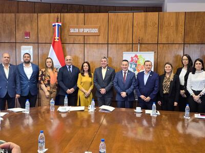 La comitiva se reunió ayer con los diptuados cartistas Jorge Barresi, José Rodríguez, Héctor "Bocha" Figueredo y Pedro Ortiz. 