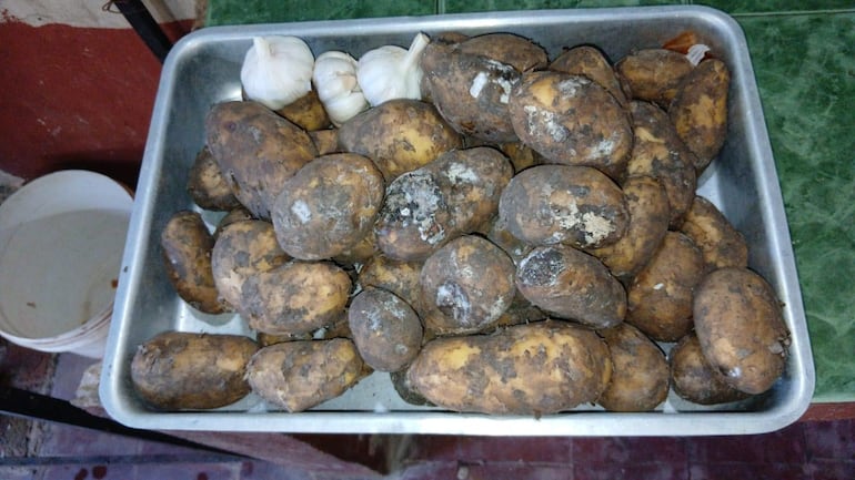 Las papas que recibió la Escuela Básica N° 245 Prof. Aurelia Torres, estaban totalmente podridas.