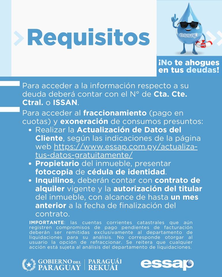 Campaña "No te ahogues en tus deudas" de la Essap.