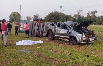 Escena del accidente donde perdió la vida un hombre de 46 años.