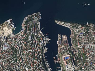 Imagen satelital de la ciudad de Sevastopol, en la costa del Mar Negro. (Imagen de archivo).