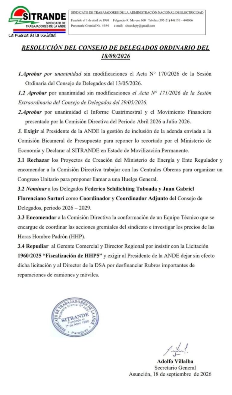 La resolución de Sitrande.