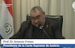 El presidente de la Corte, Antonio Fretes, durante su intervención ante la plenaria del 12 de julio del 2022.