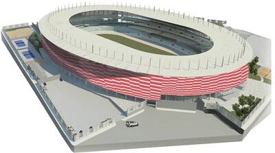 Maqueta del estadio Cuna de la Libertad de Ayacucho. Existe una investigación sobre la utilización de los fondos otorgados para la construcción del coliseo.