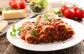 Canelones de carne.