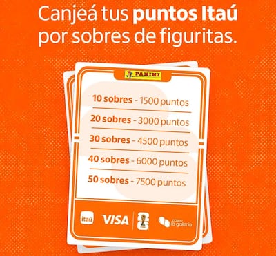 Itaú organiza canje de puntos por sobres de figuritas Panini en Paseo La Galería.