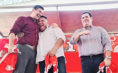 Santiago Peña, Claudio Samaniego, intendente de Nanawa y Horacio Cartes.