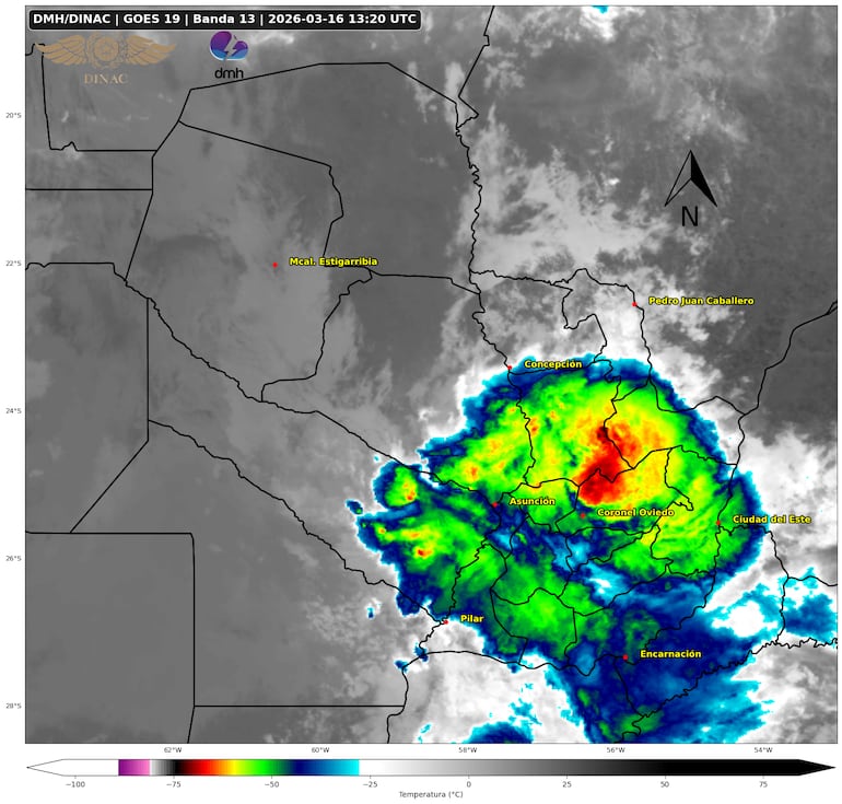 Así avanza el sistema de tormentas este lunes por la mañana.