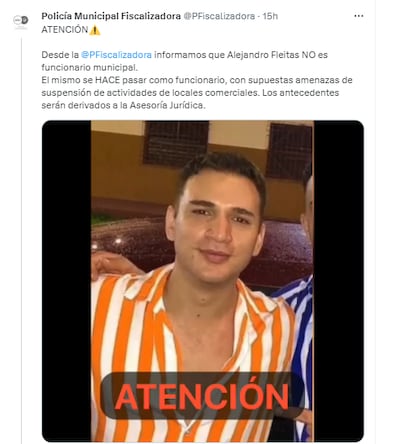 Alejandro Fleitas, quien según la comuna capitalina no es funcionario municipal pero sí se hace pasar por uno.