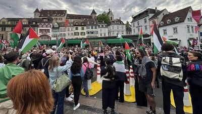 Protestas en Basilea contra la participación de Israel en Eurovisión 2025
