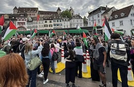 Protestas en Basilea contra la participación de Israel en Eurovisión 2025