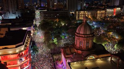 Así luce el microcentro de Asunción en los festejos de la clasificación de la Albirroja al Mundial.