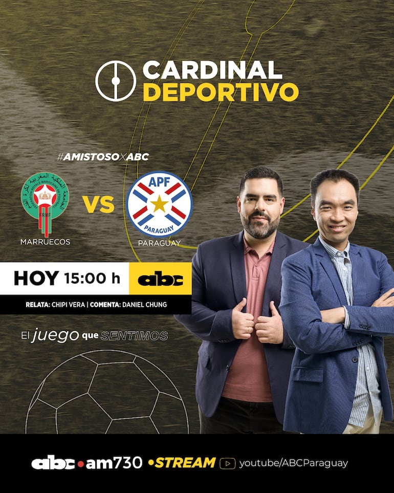 Paraguay vs. Marruecos por ABC Cardinal 730 AM y ABC Paraguay en Youtube.