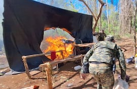 Los antidrogas incineraron la marihuana incautada en el lugar.