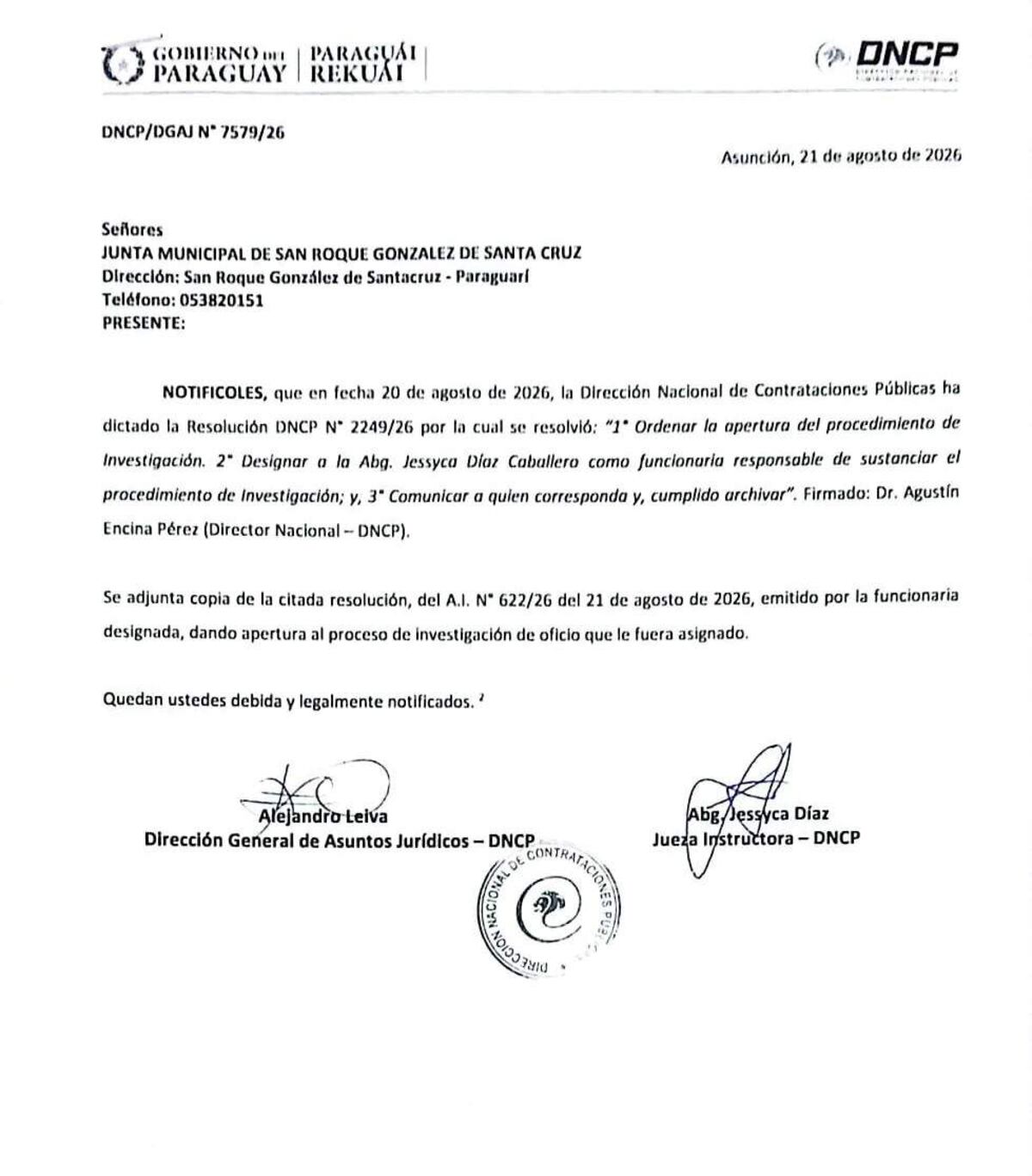 DNCP investiga 12 obras en gestión de dos exintendentes de San Roque González