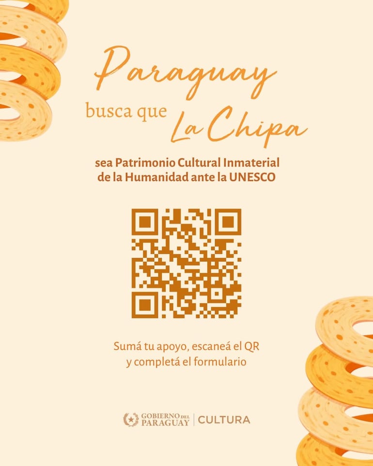 Convocatoria para ayudar a que la chipa sea declarada Patrimonio Cultural Inmaterial de la Humanidad por a Unesco.