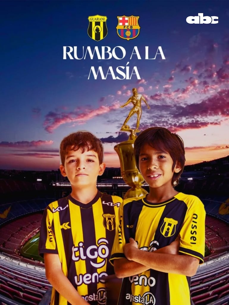 Francesco Bejarano (volante) y Josué Martínez (delantero), jugadores de la categoría 2015 de la Escuela de Fútbol Guaraní.