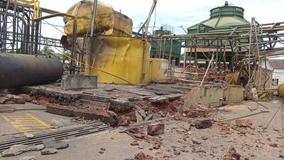 Zona de la explosión en la fábrica de Conti en Capiatá.