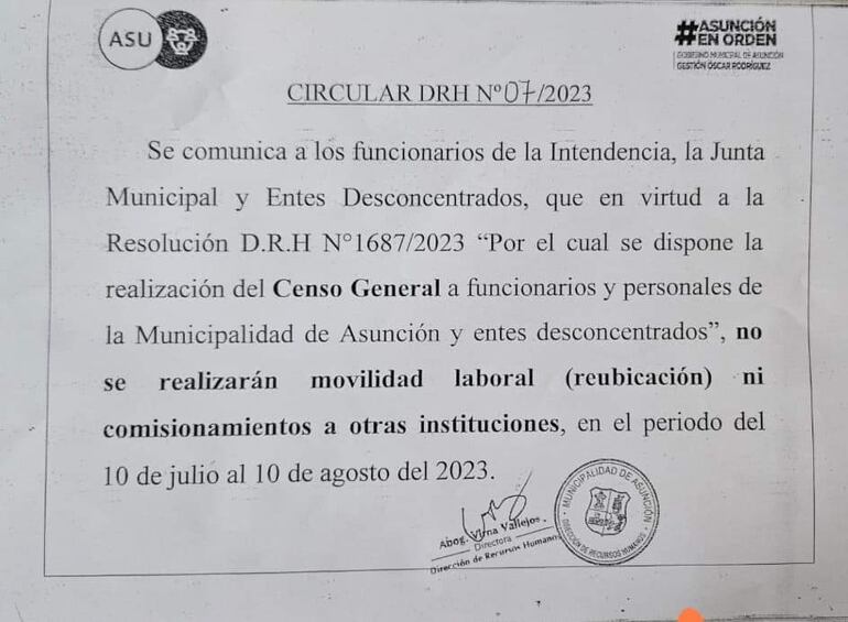 La Municipalidad de Asunción realizará una censo a todos sus funcionarios.