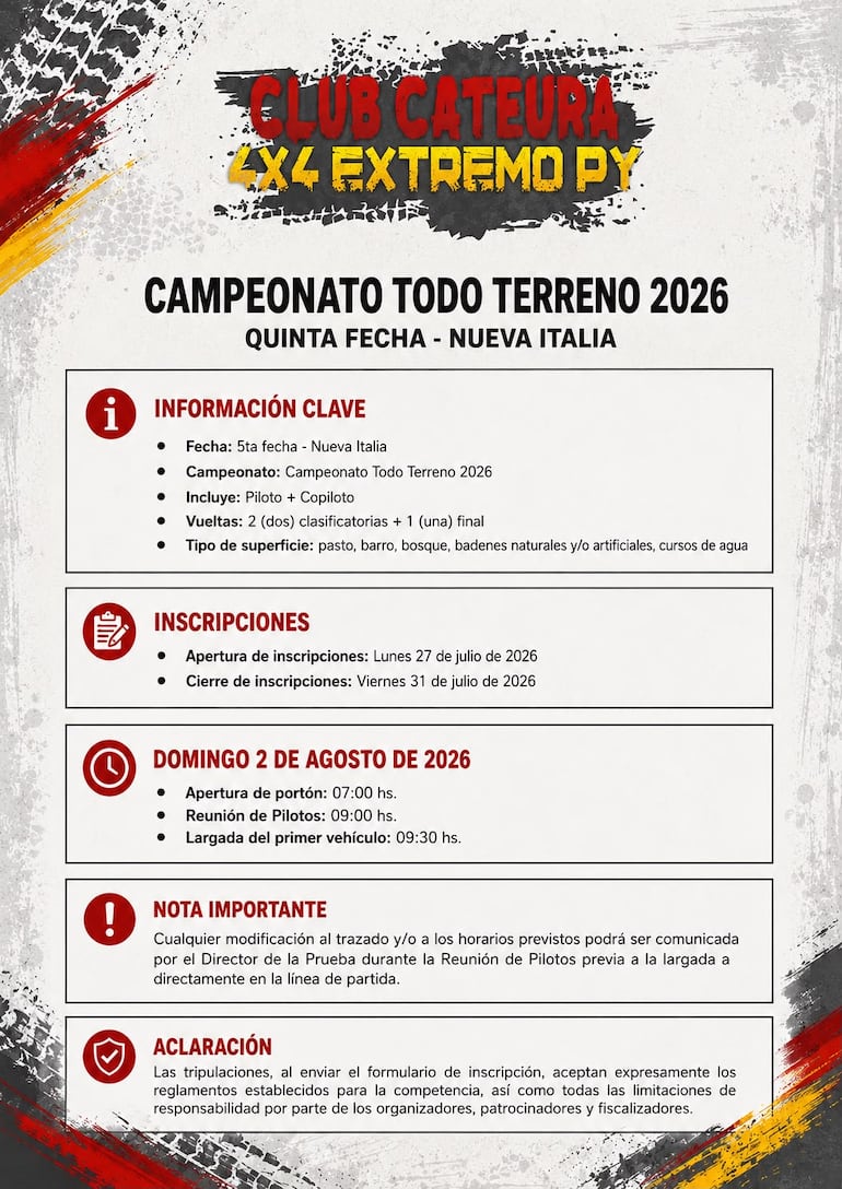 Programa oficial de la quinta fecha.