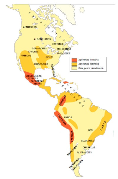 La distribución geográfica de los primitivos pueblos americanos