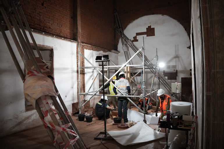 Las obras de restauración se desarrollan en la sacristía del templo San Buenaventura de Yaguarón.