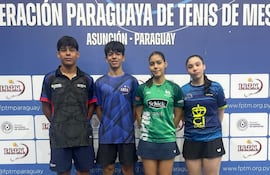 Los mesatenistas paraguayos que fueron ganadores del selectivo: Fernando Acuña, Joaquín Vera, Florencia Paiva y Paloma Rivarola.