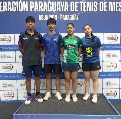 Los mesatenistas paraguayos que fueron ganadores del selectivo: Fernando Acuña, Joaquín Vera, Florencia Paiva y Paloma Rivarola.